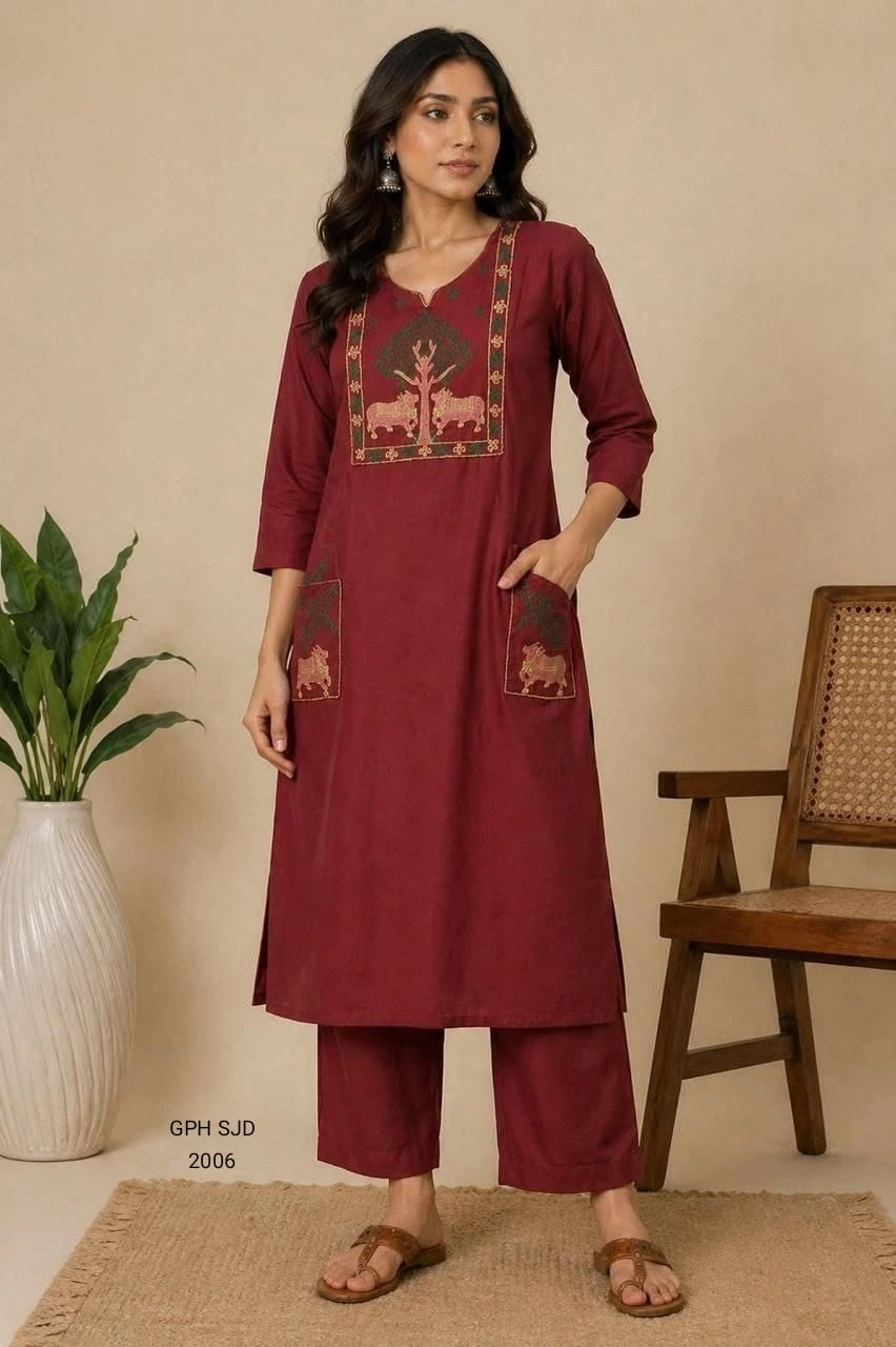 Cobalt Blue Ethnic Embroidered Kurta Set